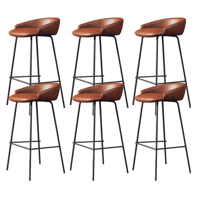 Modern Armless Backrest Counter Stool Iron Bar Stool with Cushion for Milk Tea Shop