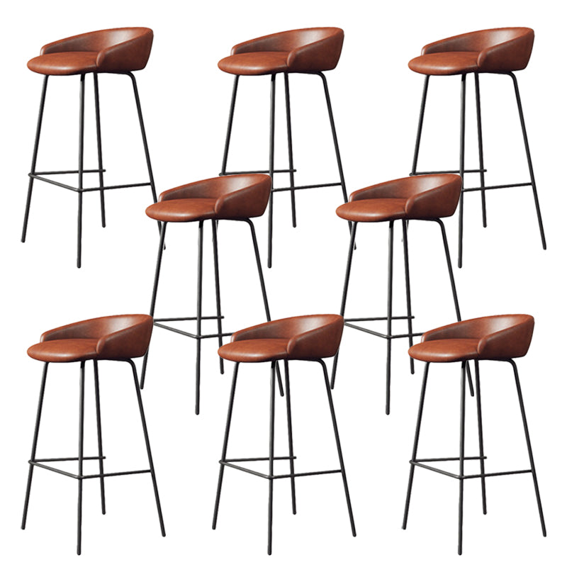 Modern Armless Backrest Counter Stool Iron Bar Stool with Cushion for Milk Tea Shop