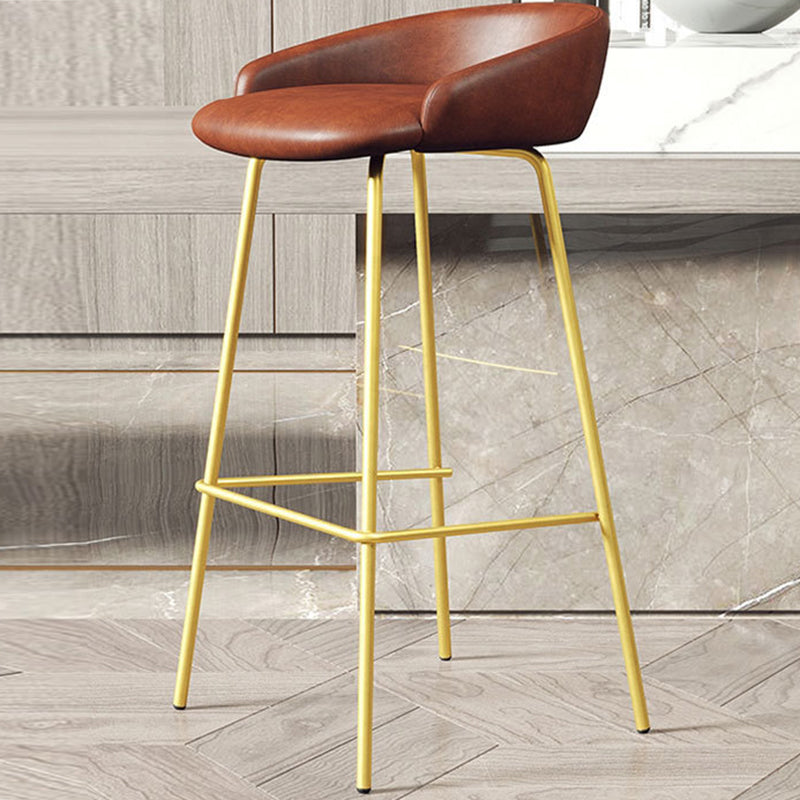 Modern Armless Backrest Counter Stool Iron Bar Stool with Cushion for Milk Tea Shop