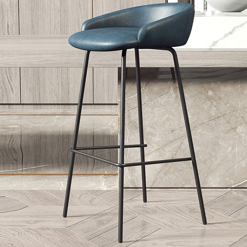 Modern Armless Backrest Counter Stool Iron Bar Stool with Cushion for Milk Tea Shop
