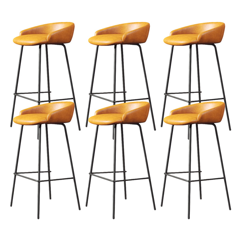 Modern Armless Backrest Counter Stool Iron Bar Stool with Cushion for Milk Tea Shop