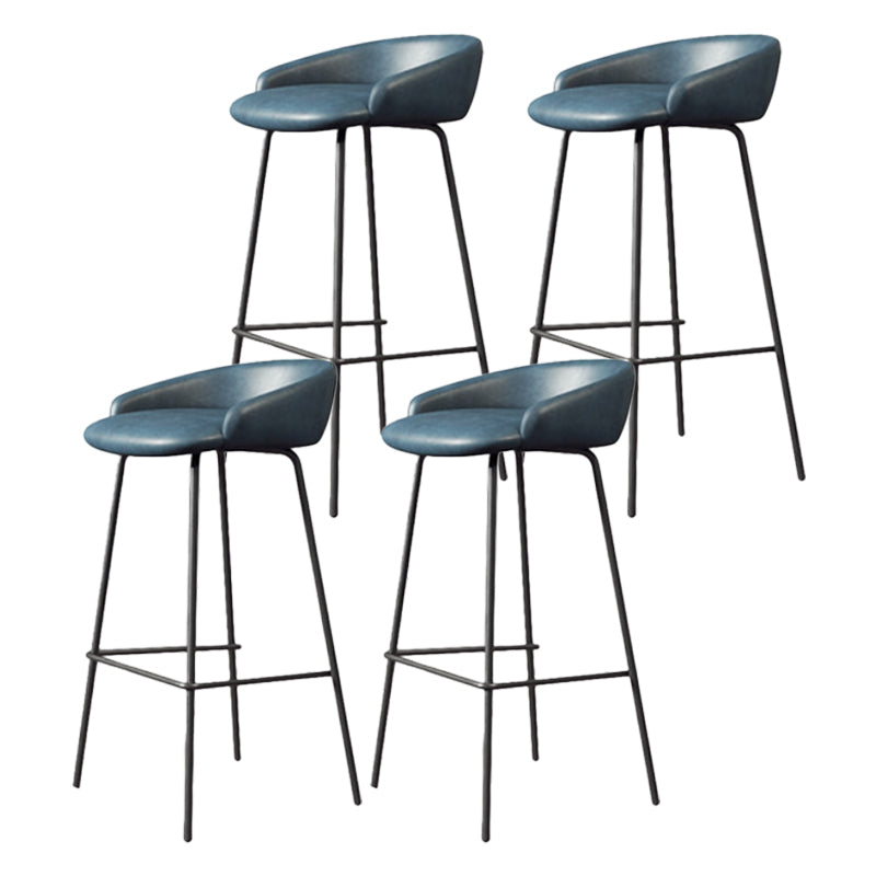 Modern Armless Backrest Counter Stool Iron Bar Stool with Cushion for Milk Tea Shop