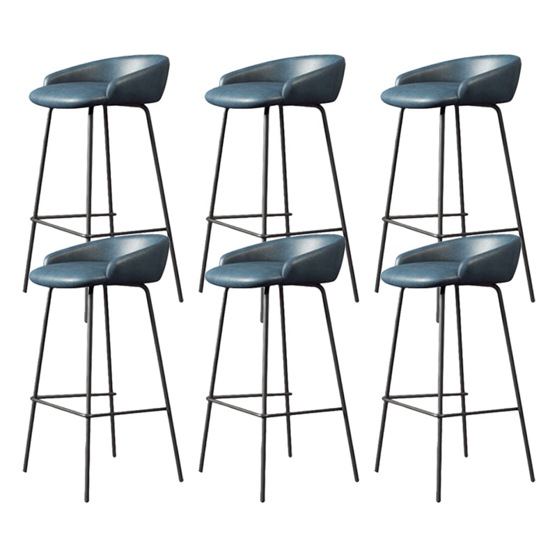Modern Armless Backrest Counter Stool Iron Bar Stool with Cushion for Milk Tea Shop
