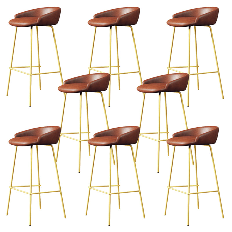 Modern Armless Backrest Counter Stool Iron Bar Stool with Cushion for Milk Tea Shop