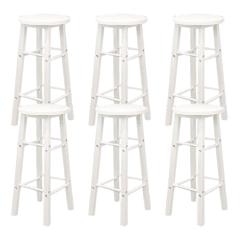 Industrial Wooden Counter Height Stools with Footrest Bar Stool