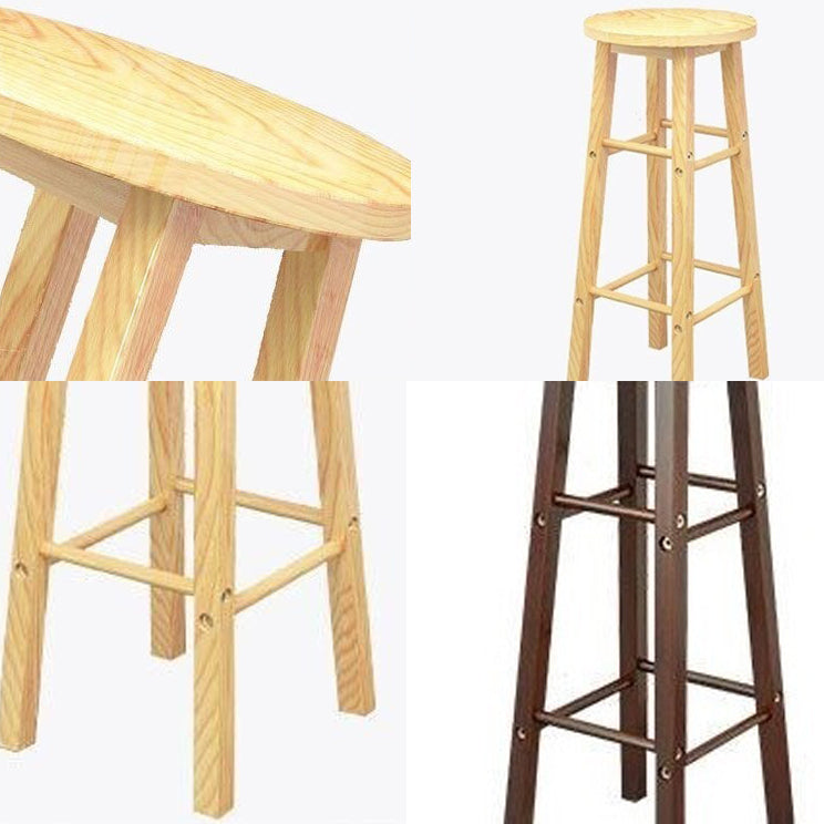 Industrial Wooden Counter Height Stools with Footrest Bar Stool