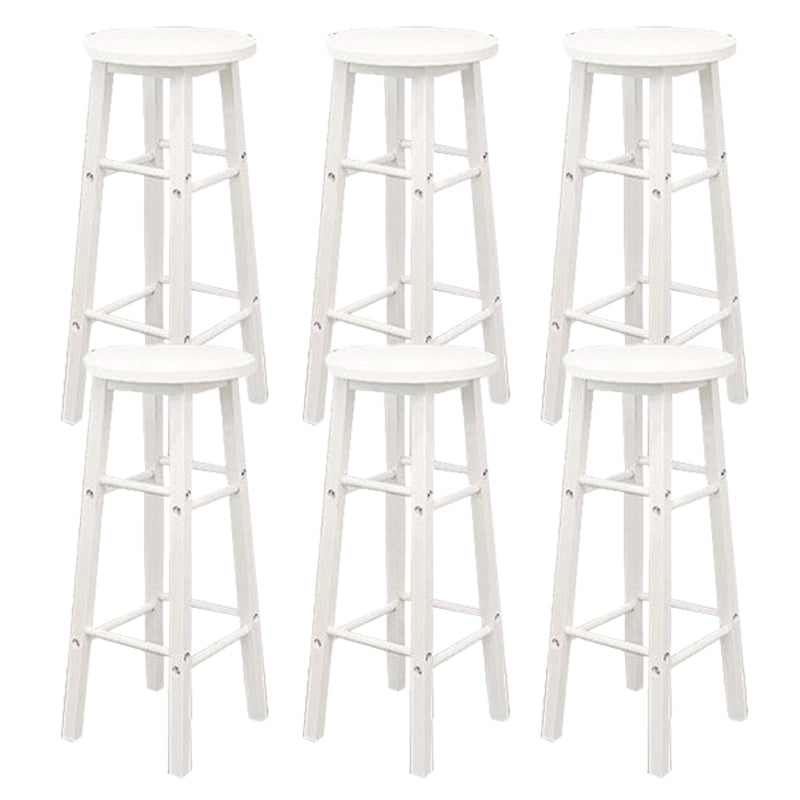 Industrial Wooden Counter Height Stools with Footrest Bar Stool