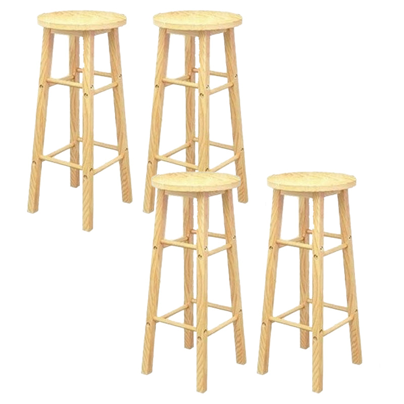 Industrial Wooden Counter Height Stools with Footrest Bar Stool