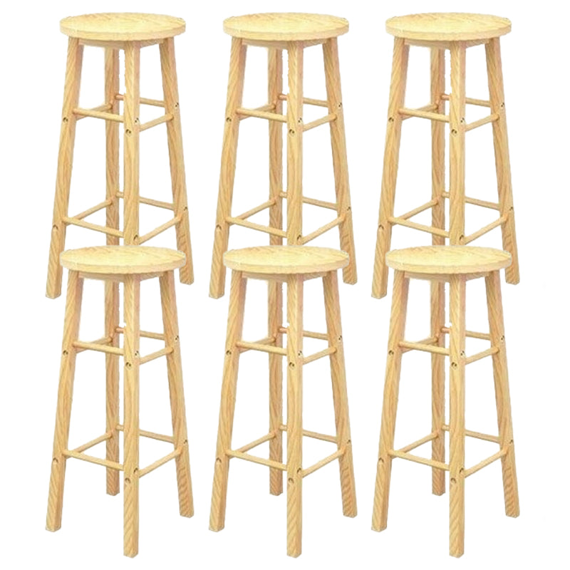 Industrial Wooden Counter Height Stools with Footrest Bar Stool