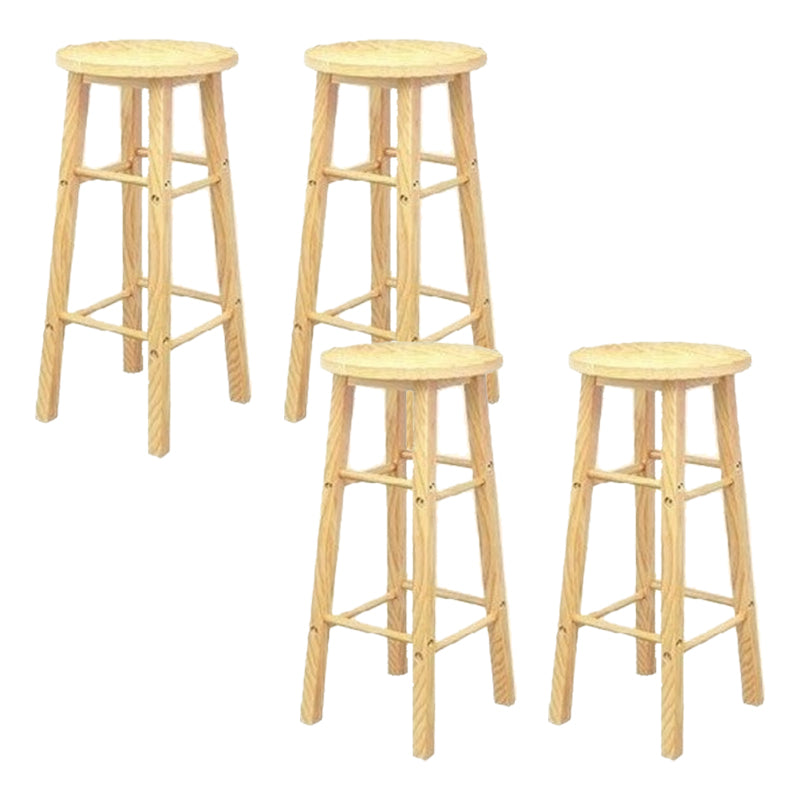 Industrial Wooden Counter Height Stools with Footrest Bar Stool