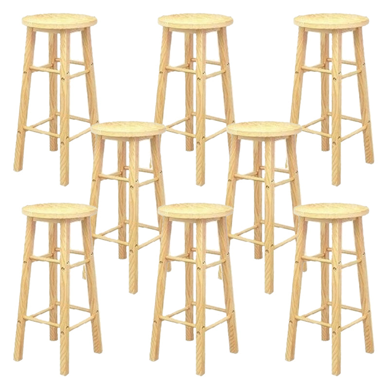 Industrial Wooden Counter Height Stools with Footrest Bar Stool