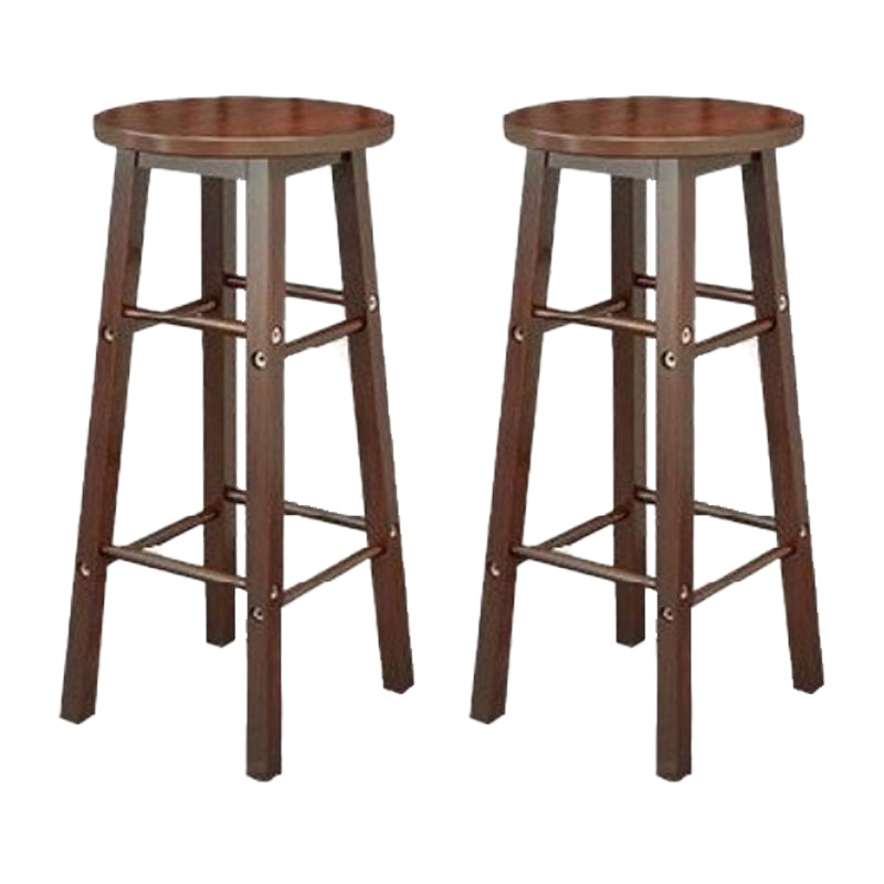 Industrial Wooden Counter Height Stools with Footrest Bar Stool