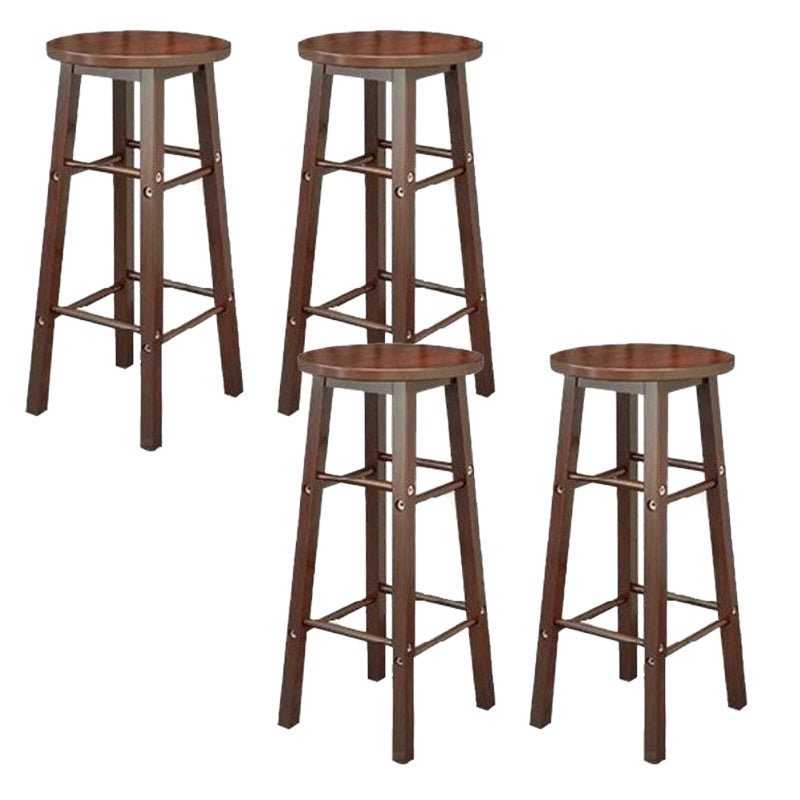 Industrial Wooden Counter Height Stools with Footrest Bar Stool