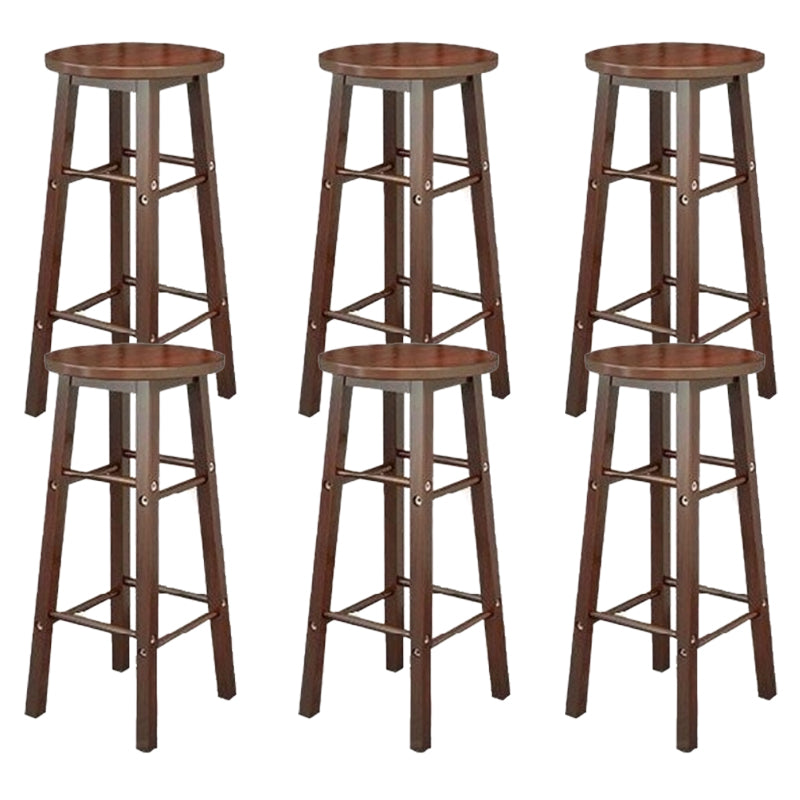 Industrial Wooden Counter Height Stools with Footrest Bar Stool