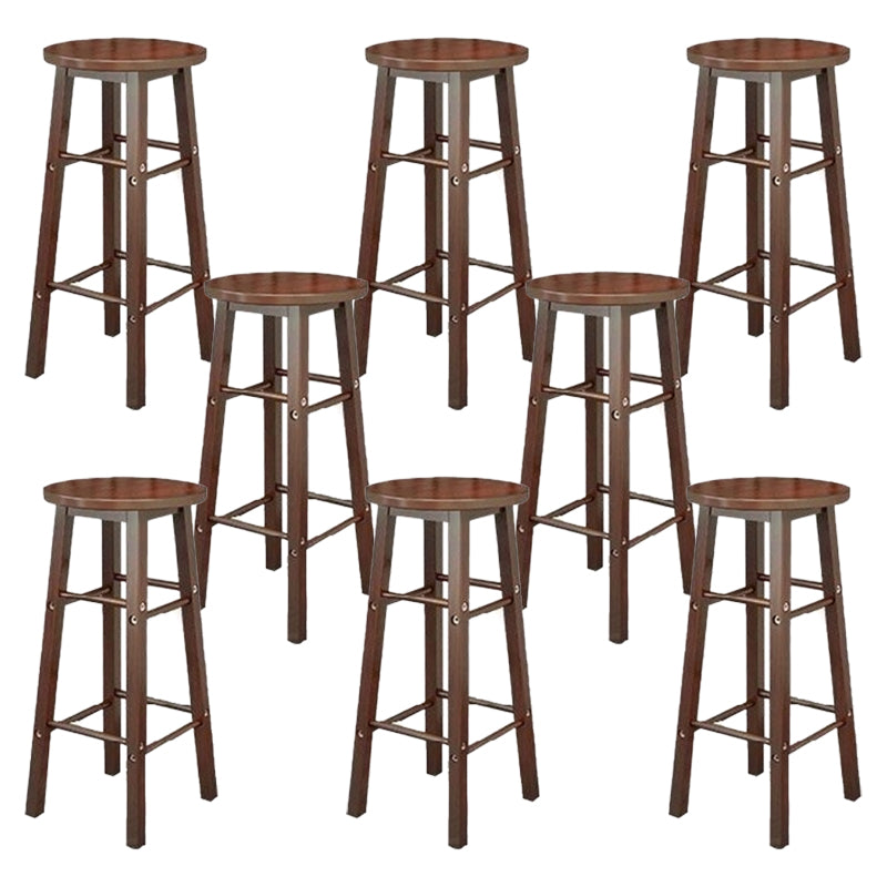 Industrial Wooden Counter Height Stools with Footrest Bar Stool