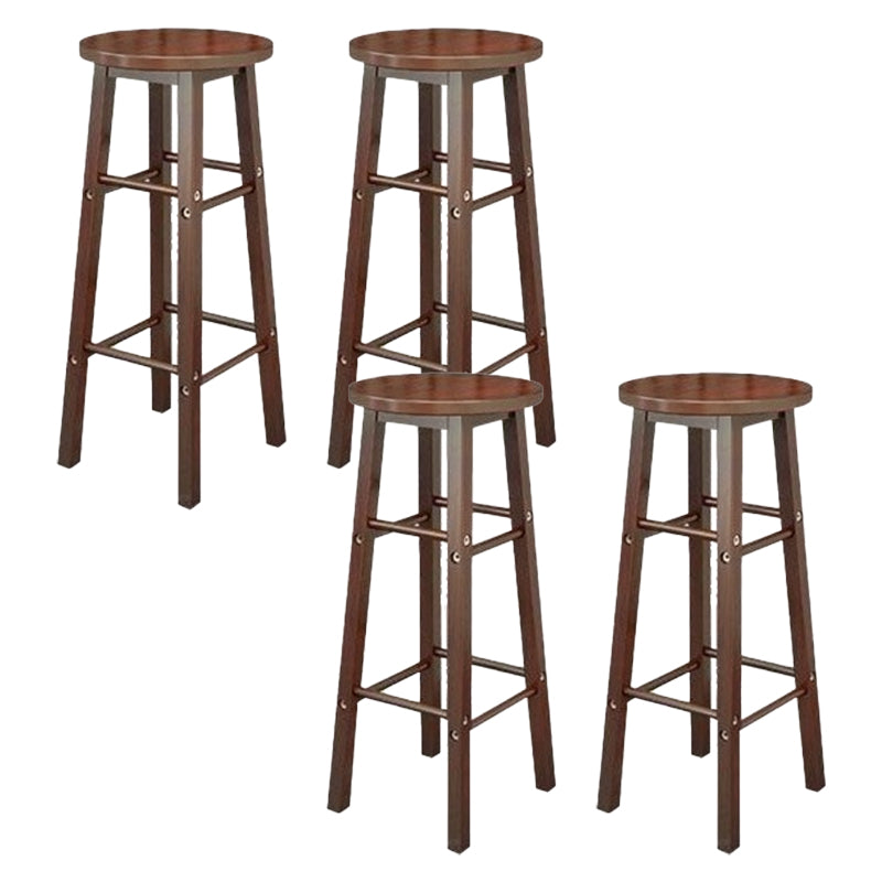 Industrial Wooden Counter Height Stools with Footrest Bar Stool