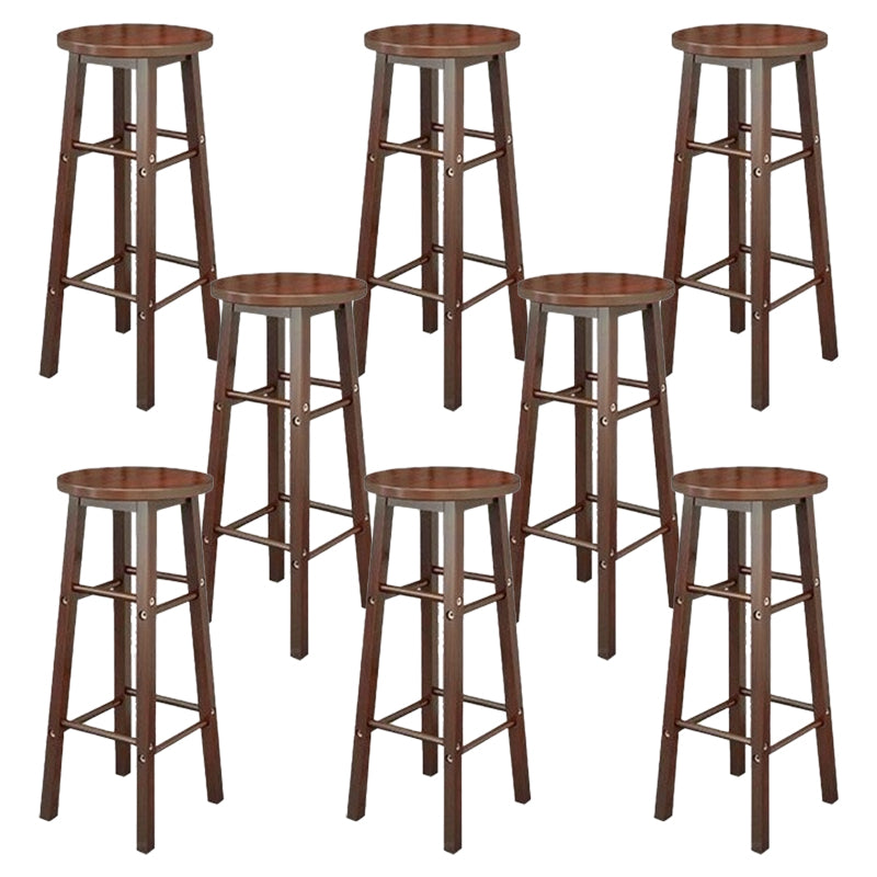 Industrial Wooden Counter Height Stools with Footrest Bar Stool