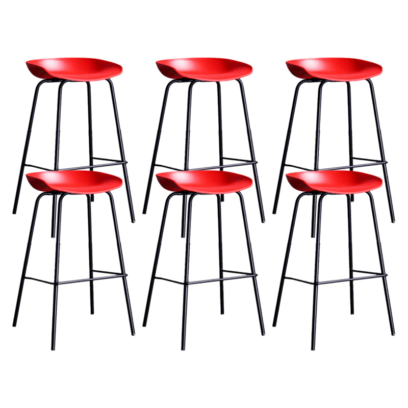 Contemporary Metal Counter Height Stools Low Back Bar Stool with Footrest