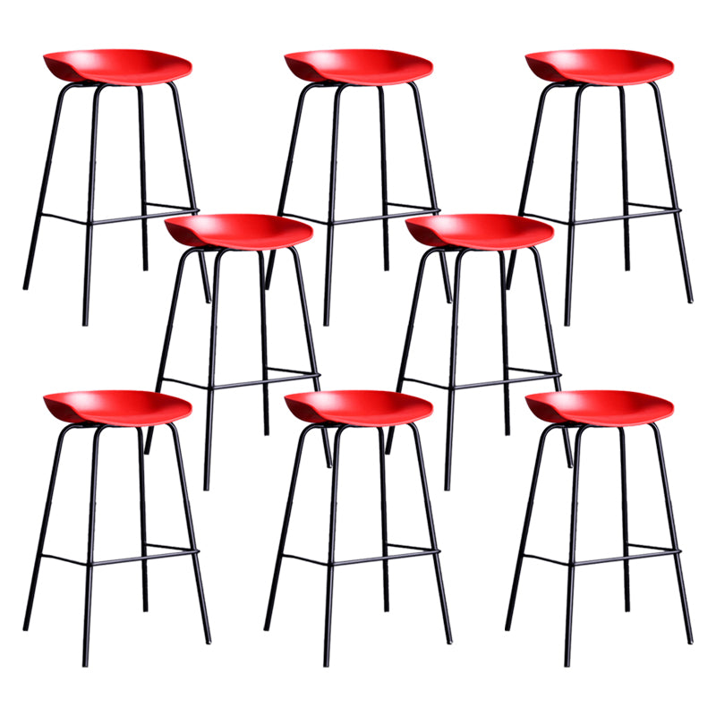 Contemporary Metal Counter Height Stools Low Back Bar Stool with Footrest
