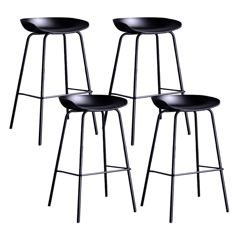 Contemporary Metal Counter Height Stools Low Back Bar Stool with Footrest