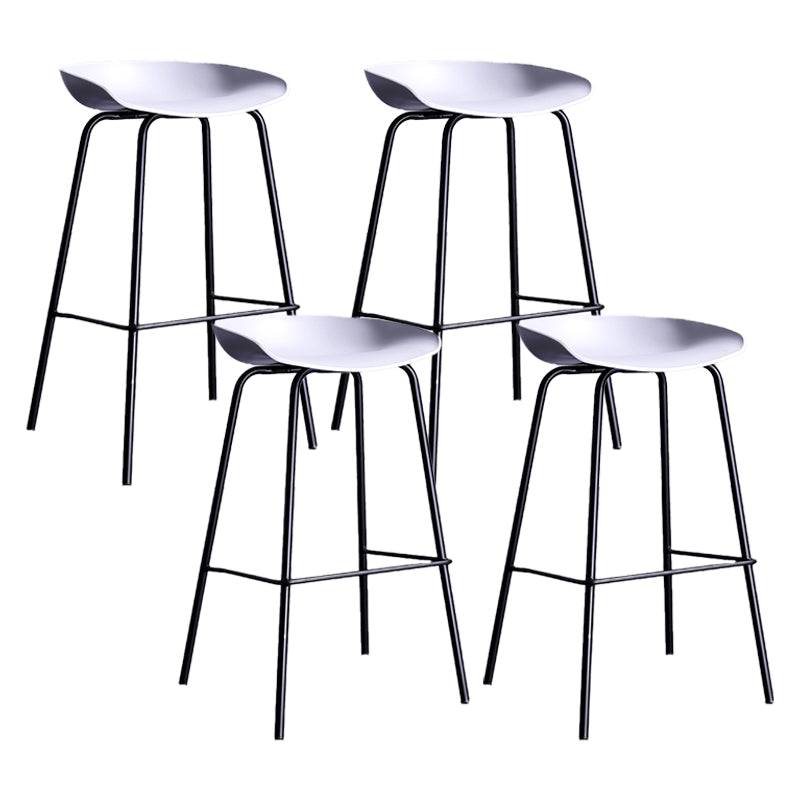 Contemporary Metal Counter Height Stools Low Back Bar Stool with Footrest