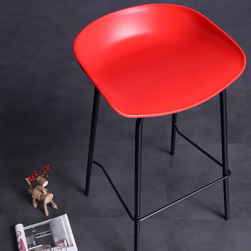 Contemporary Metal Counter Height Stools Low Back Bar Stool with Footrest