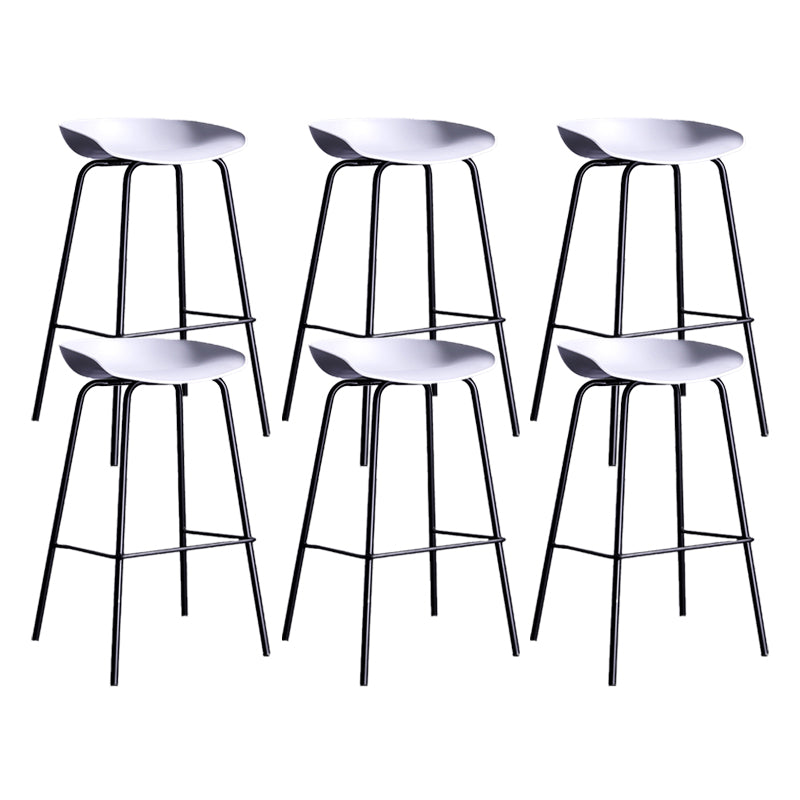 Contemporary Metal Counter Height Stools Low Back Bar Stool with Footrest