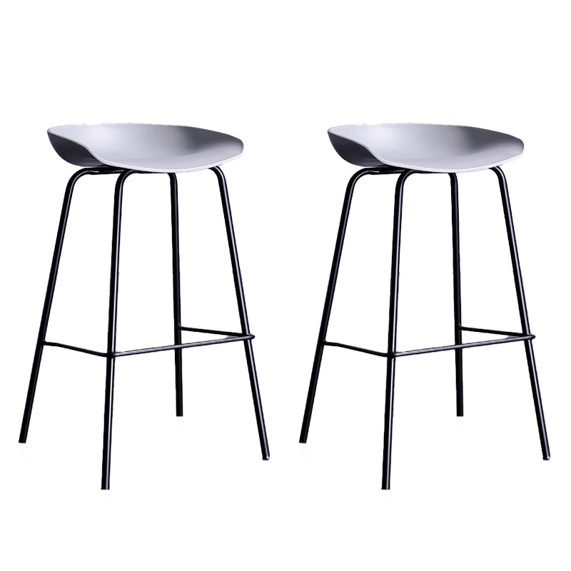 Contemporary Metal Counter Height Stools Low Back Bar Stool with Footrest