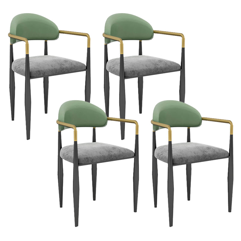 Modern Armless Backrest Counter Stool Iron Bar Stool with Cushion for Dining Room