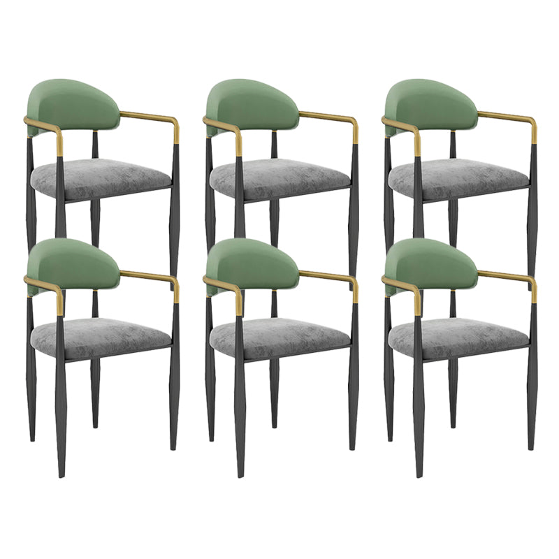 Modern Armless Backrest Counter Stool Iron Bar Stool with Cushion for Dining Room