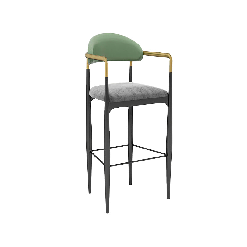 Modern Armless Backrest Counter Stool Iron Bar Stool with Cushion for Dining Room