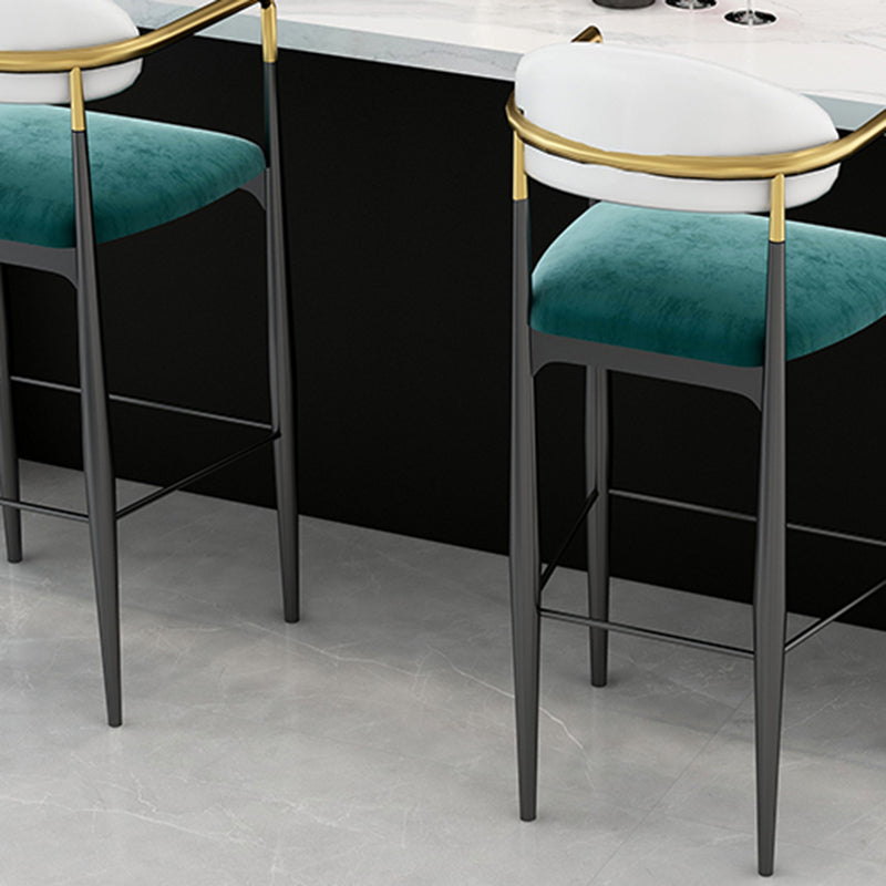 Modern Armless Backrest Counter Stool Iron Bar Stool with Cushion for Dining Room