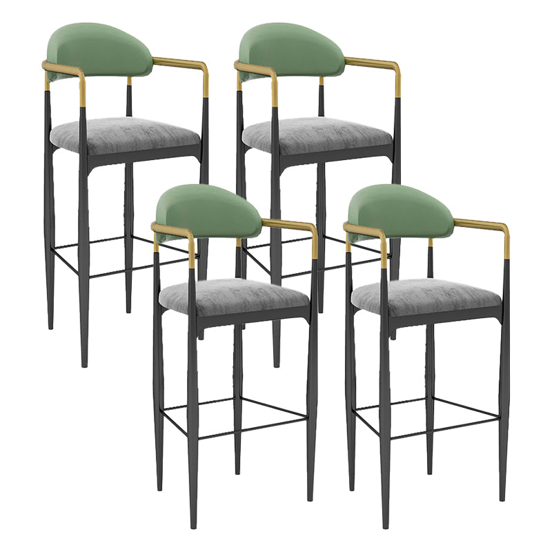 Modern Armless Backrest Counter Stool Iron Bar Stool with Cushion for Dining Room