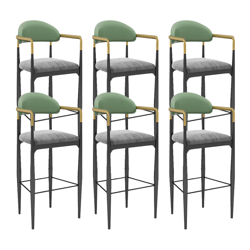 Modern Armless Backrest Counter Stool Iron Bar Stool with Cushion for Dining Room