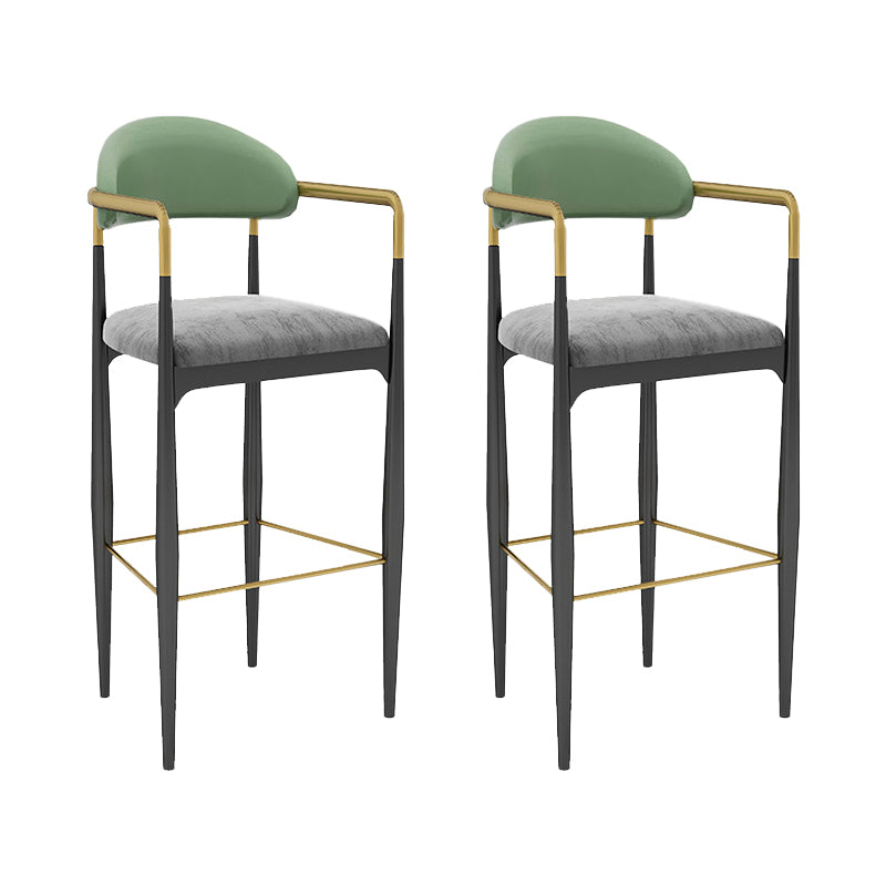 Modern Armless Backrest Counter Stool Iron Bar Stool with Cushion for Dining Room