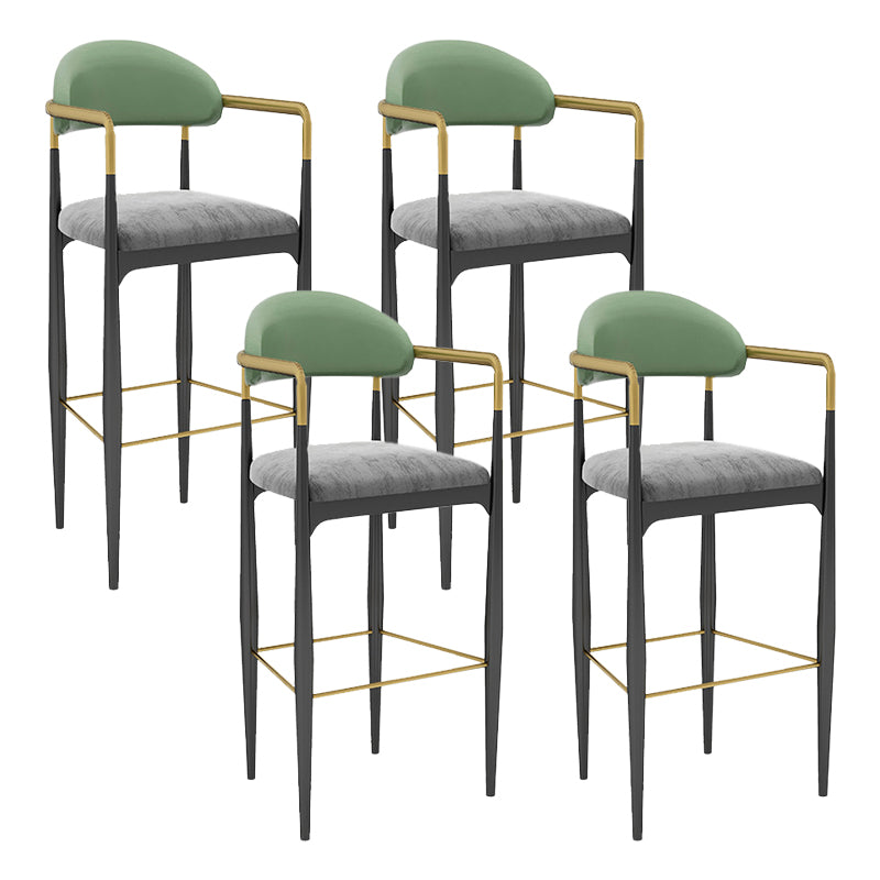 Modern Armless Backrest Counter Stool Iron Bar Stool with Cushion for Dining Room