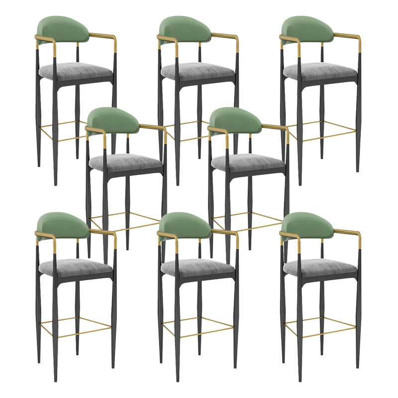 Modern Armless Backrest Counter Stool Iron Bar Stool with Cushion for Dining Room