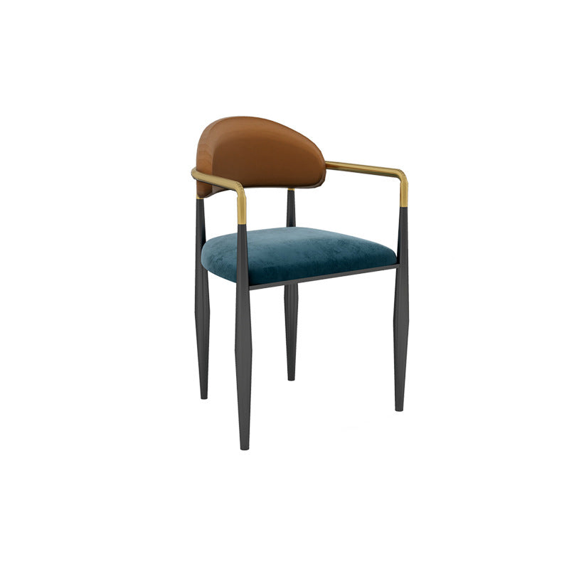 Modern Armless Backrest Counter Stool Iron Bar Stool with Cushion for Dining Room