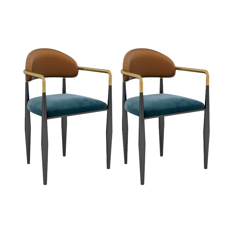 Modern Armless Backrest Counter Stool Iron Bar Stool with Cushion for Dining Room