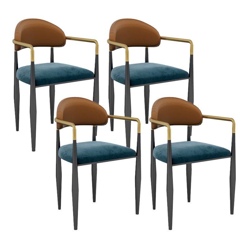 Modern Armless Backrest Counter Stool Iron Bar Stool with Cushion for Dining Room