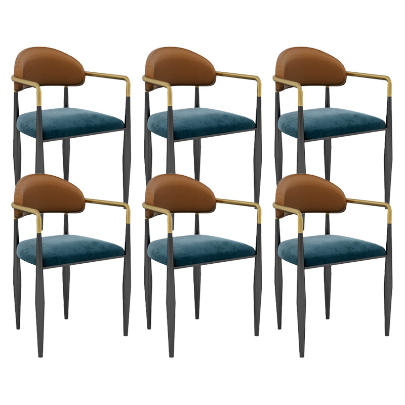 Modern Armless Backrest Counter Stool Iron Bar Stool with Cushion for Dining Room