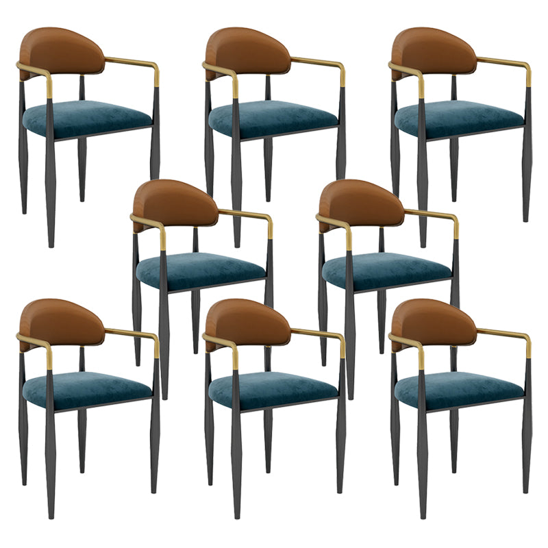 Modern Armless Backrest Counter Stool Iron Bar Stool with Cushion for Dining Room