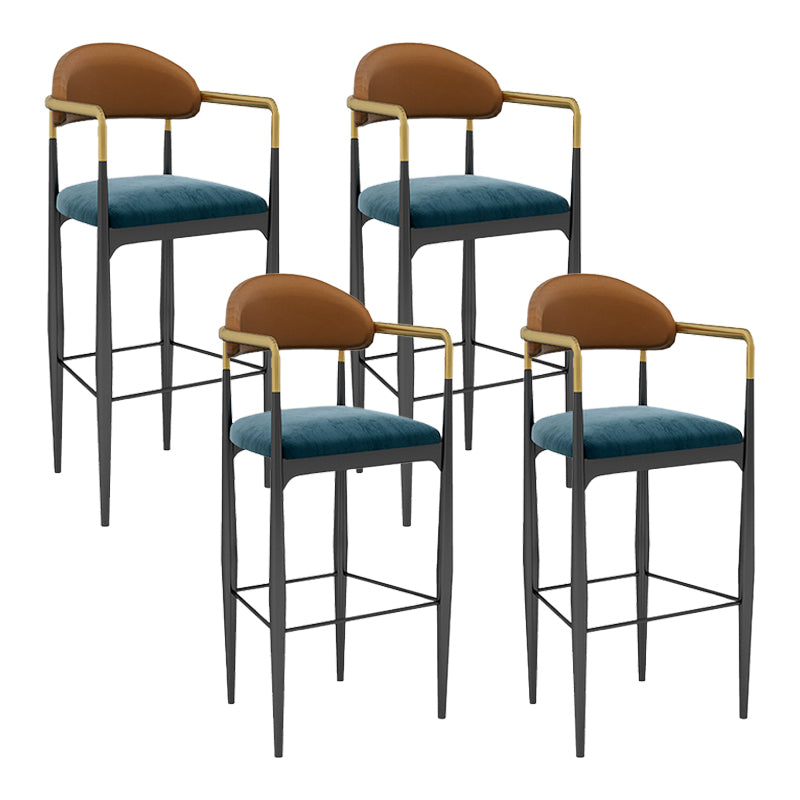 Modern Armless Backrest Counter Stool Iron Bar Stool with Cushion for Dining Room