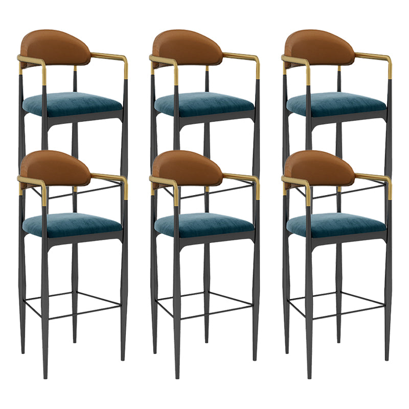 Modern Armless Backrest Counter Stool Iron Bar Stool with Cushion for Dining Room