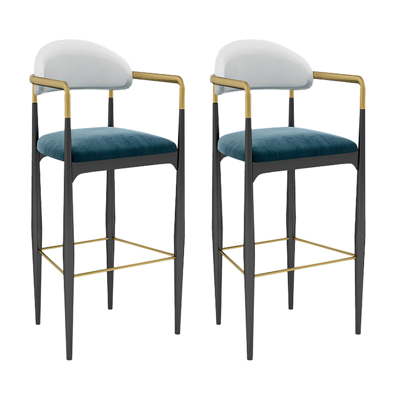 Modern Armless Backrest Counter Stool Iron Bar Stool with Cushion for Dining Room