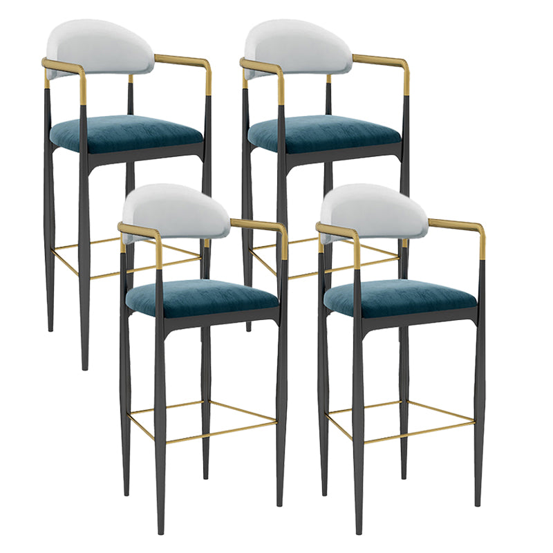 Modern Armless Backrest Counter Stool Iron Bar Stool with Cushion for Dining Room