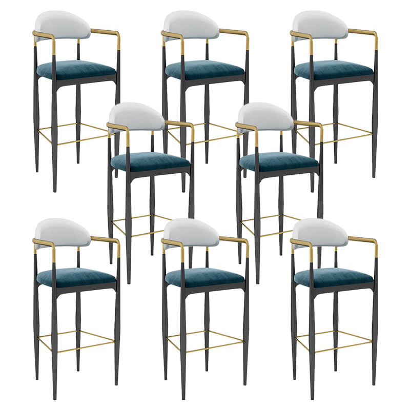 Modern Armless Backrest Counter Stool Iron Bar Stool with Cushion for Dining Room