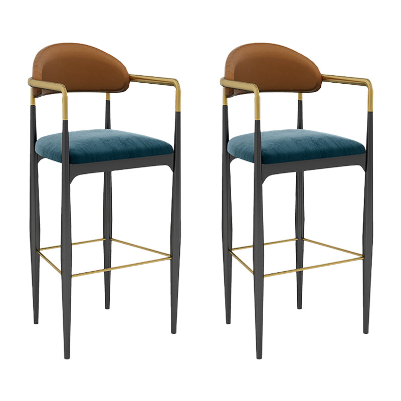 Modern Armless Backrest Counter Stool Iron Bar Stool with Cushion for Dining Room