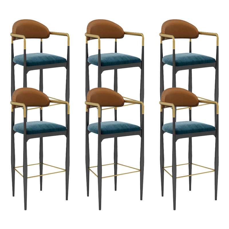 Modern Armless Backrest Counter Stool Iron Bar Stool with Cushion for Dining Room