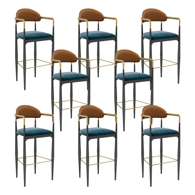 Modern Armless Backrest Counter Stool Iron Bar Stool with Cushion for Dining Room